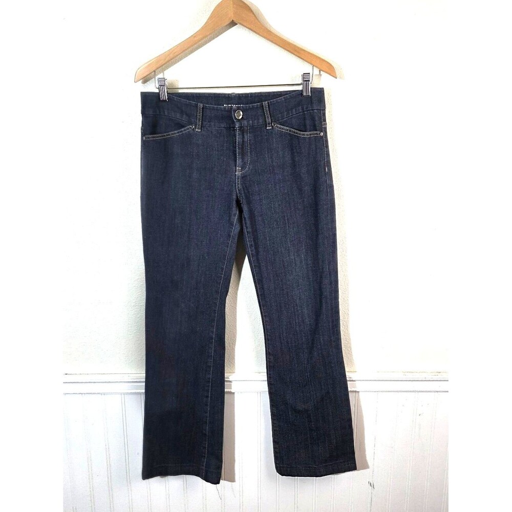 Elie Tahari Jeans Womens 6 Classic Flare Mid Rise Relaxed Leg Dark Wash Denim